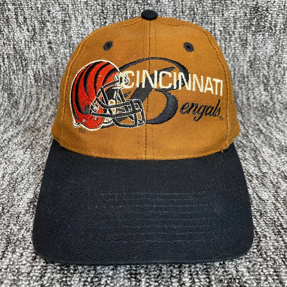 Vintage 90s Cincinnati Bengals Logo 7 Snapback Hat Cap Helmet Canvas Brown NFL